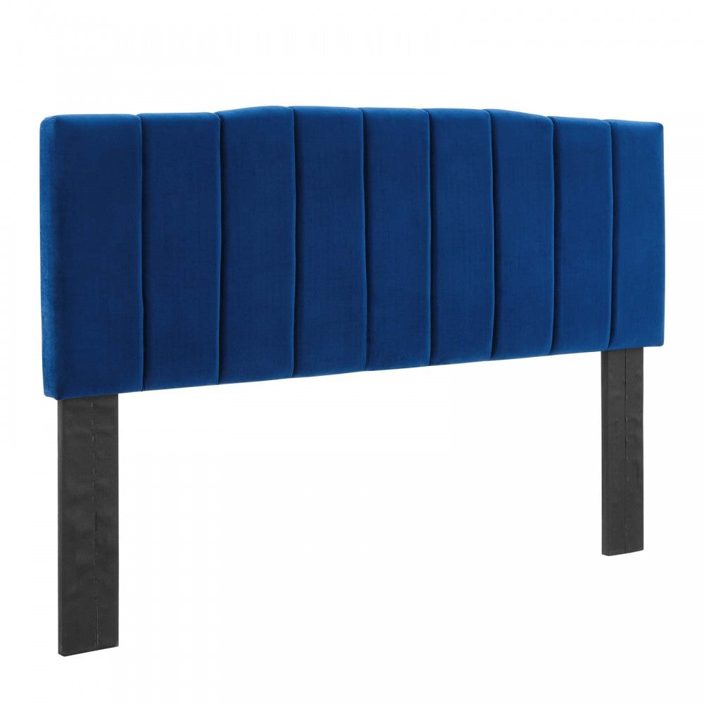 Camilla Channel Tufted Twin Performance Velvet Headboard, Navy