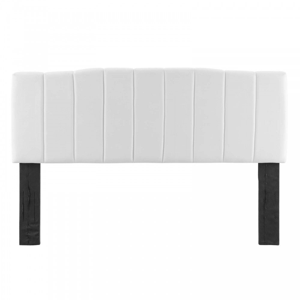 Camilla Channel Tufted Twin Performance Velvet Headboard, White