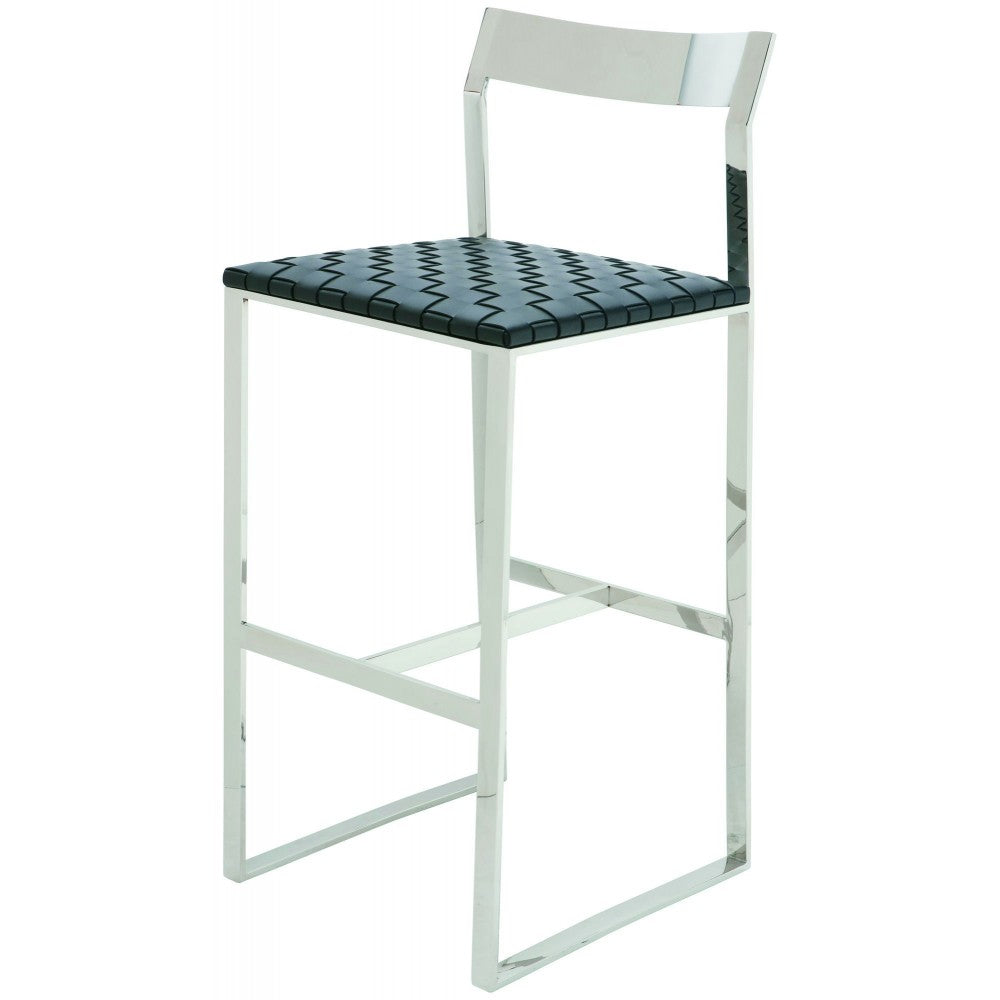 Camille Black Leather Counter Stool