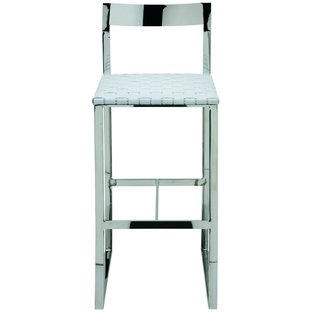 Camille White Leather Counter Stool