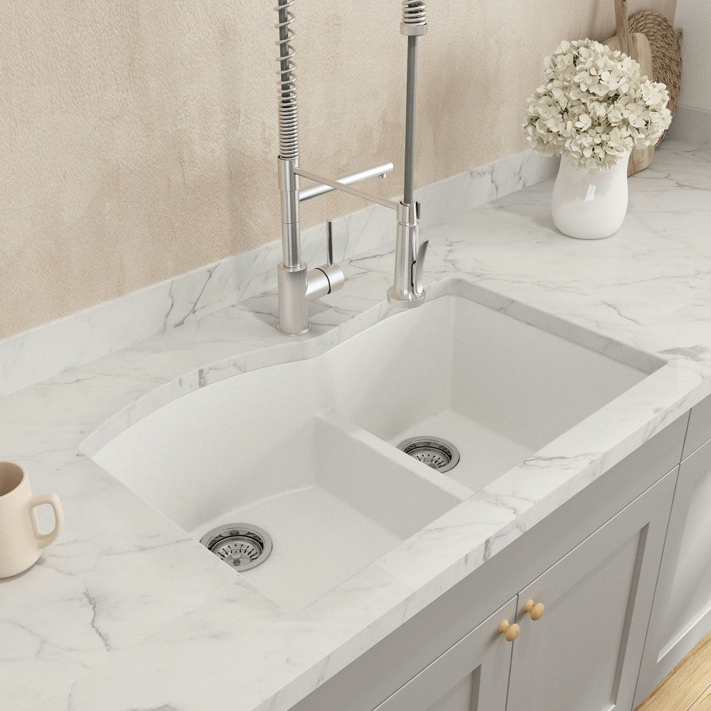 Campino Duo Dual Mount Granite Composite 33 in. in Milk White