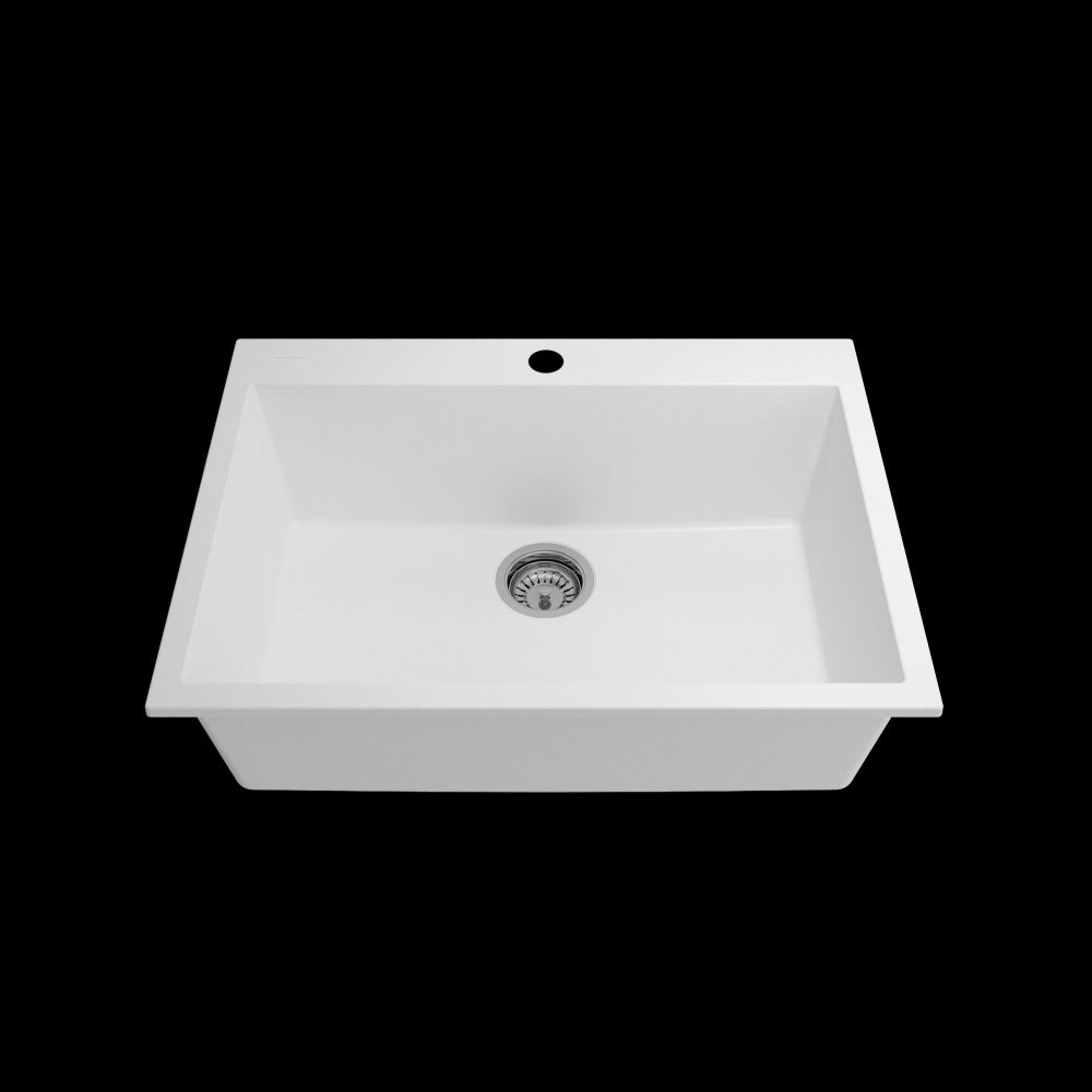 Campino Uno Dual-Mount 27 in. Single Bowl Kitchen Sink in Milk White