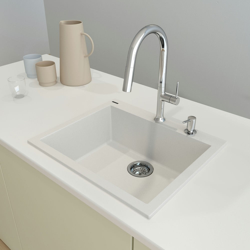 Campino Uno Dual Mount Granite Composite 24 in. in Milk White