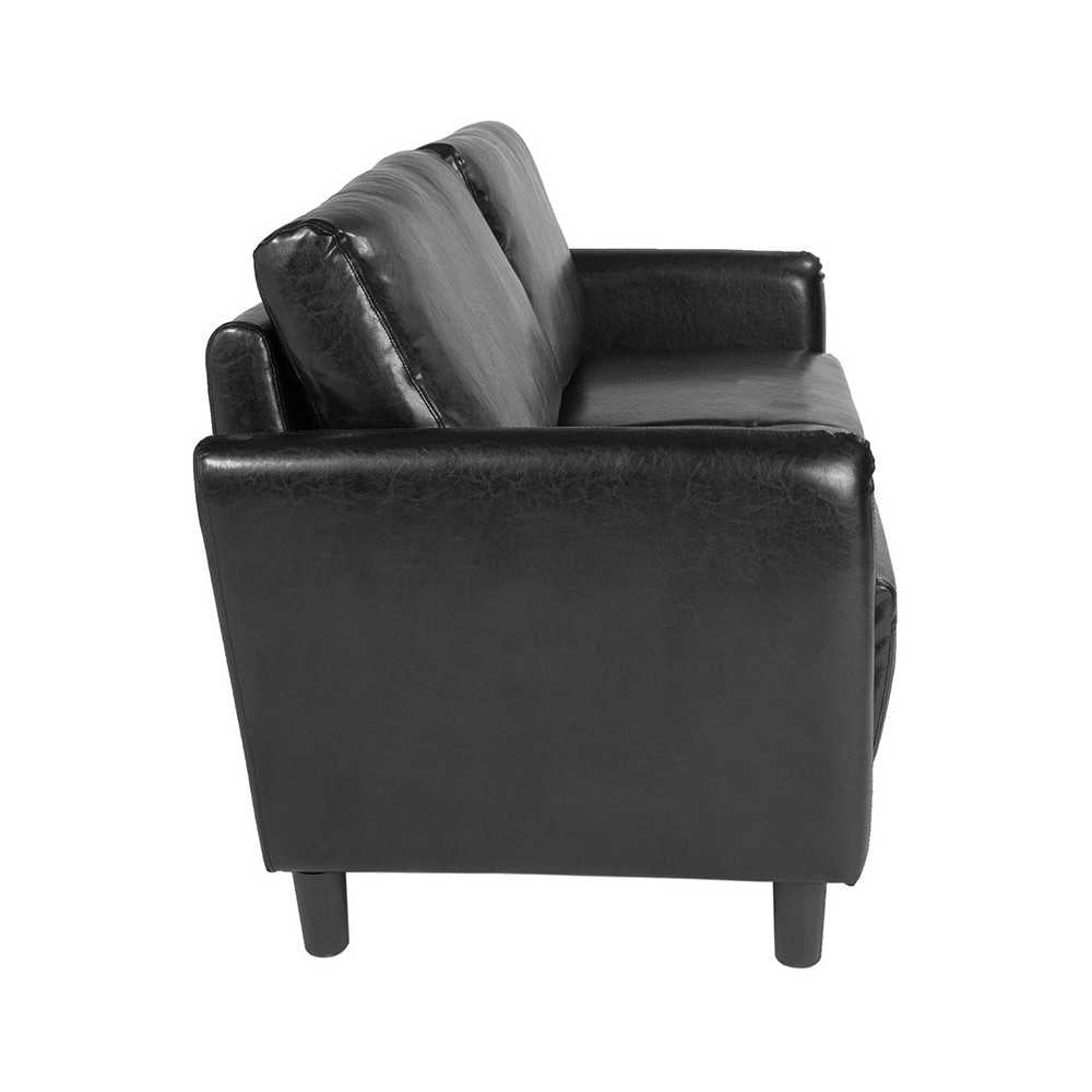 Candler Park Upholstered Sofa in Black LeatherSoft