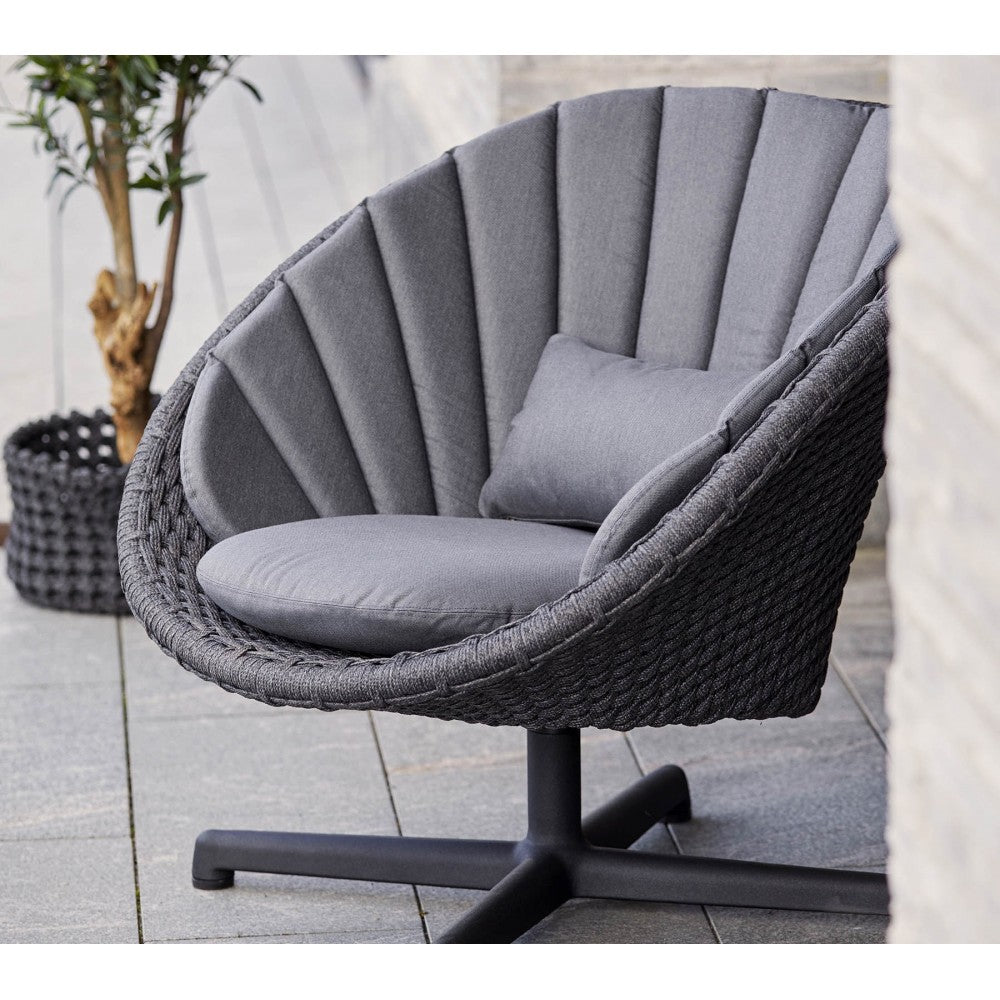 Cane-line Peacock lounge chair w/swivel aluminium base, 5458RODGSWB