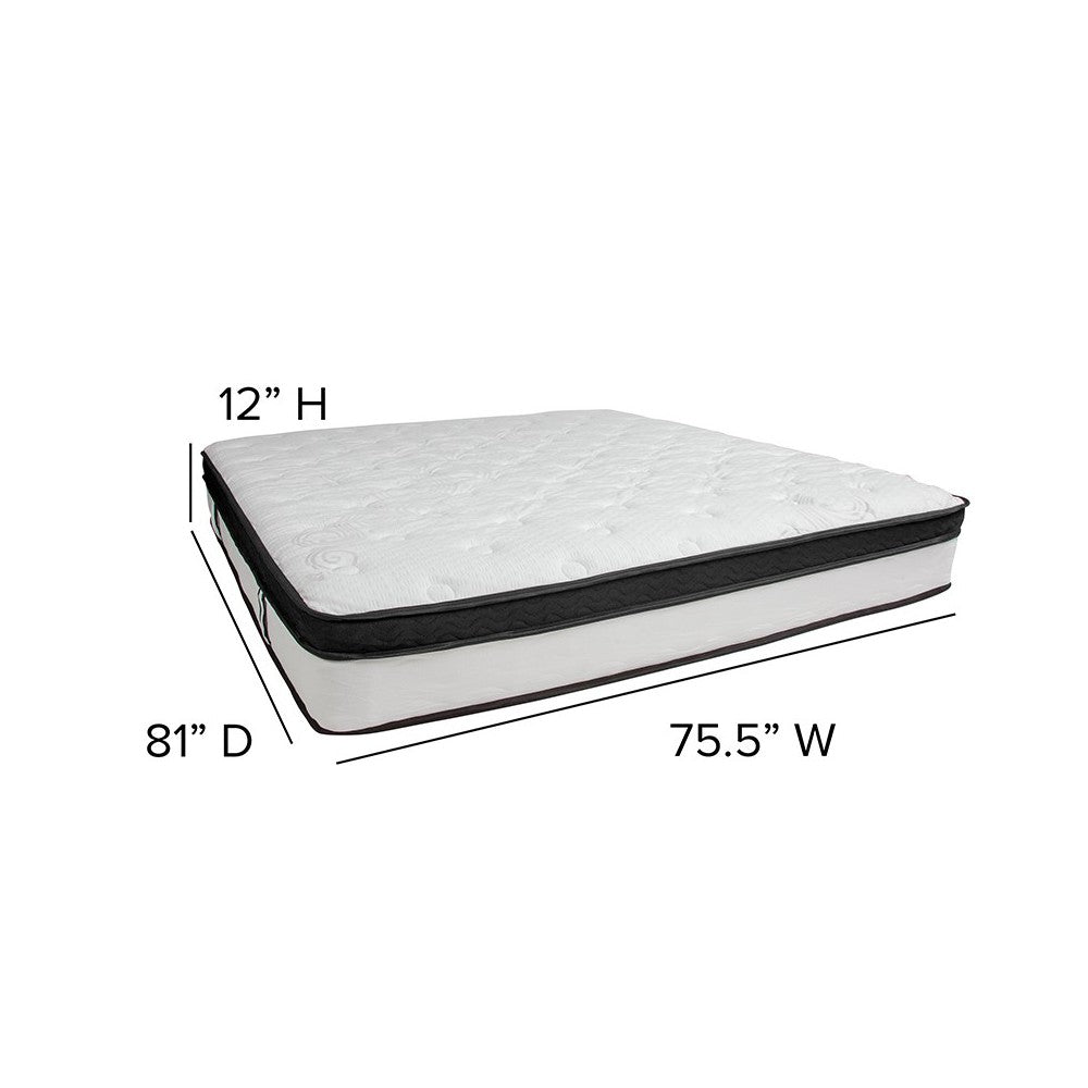 Capri Comfortable Sleep 12 Inch CertiPUR-US Certified Memory Foam & Pocket Spring Mattress, King Mattress in a Box
