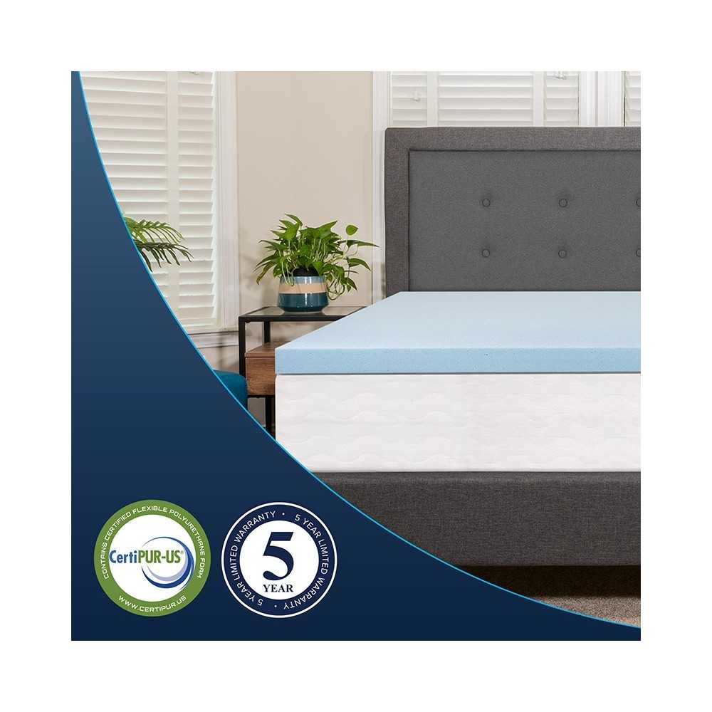 Capri Comfortable Sleep 2 inch Cool Gel Memory Foam Mattress Topper - King
