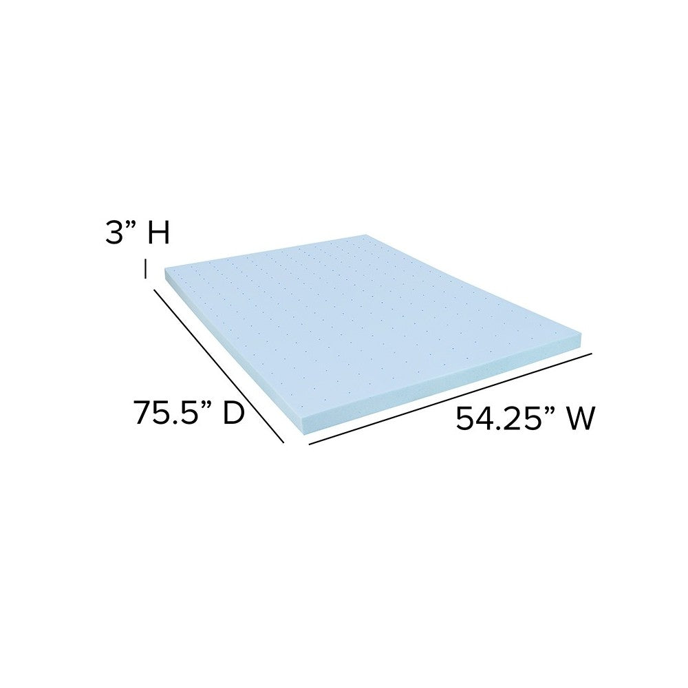 Capri Comfortable Sleep 3 inch Cool Gel Memory Foam Mattress Topper - Full