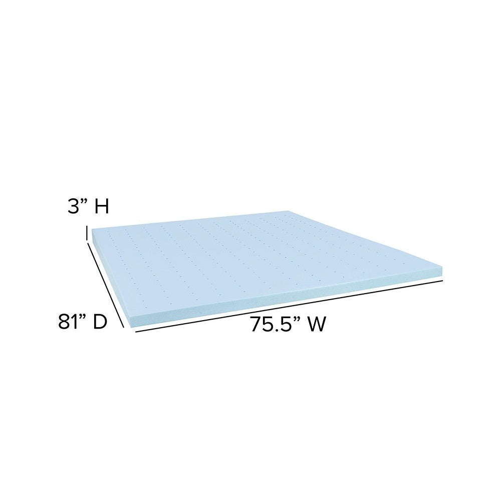 Capri Comfortable Sleep 3 inch Cool Gel Memory Foam Mattress Topper - King