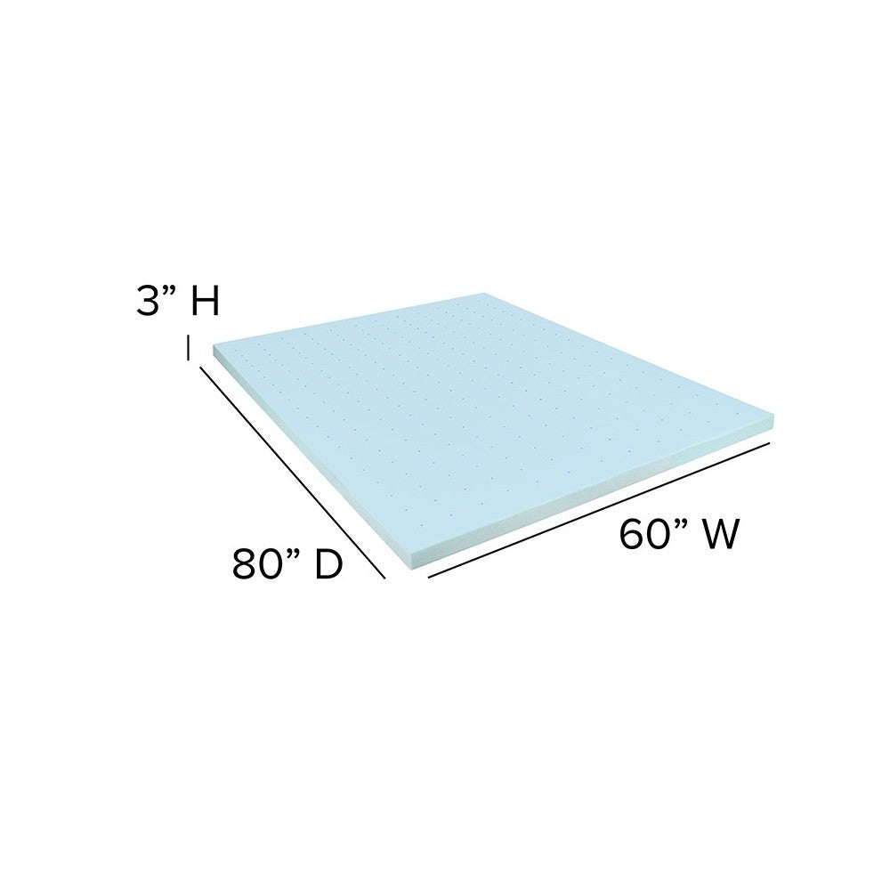Capri Comfortable Sleep 3 inch Cool Gel Memory Foam Mattress Topper - Queen
