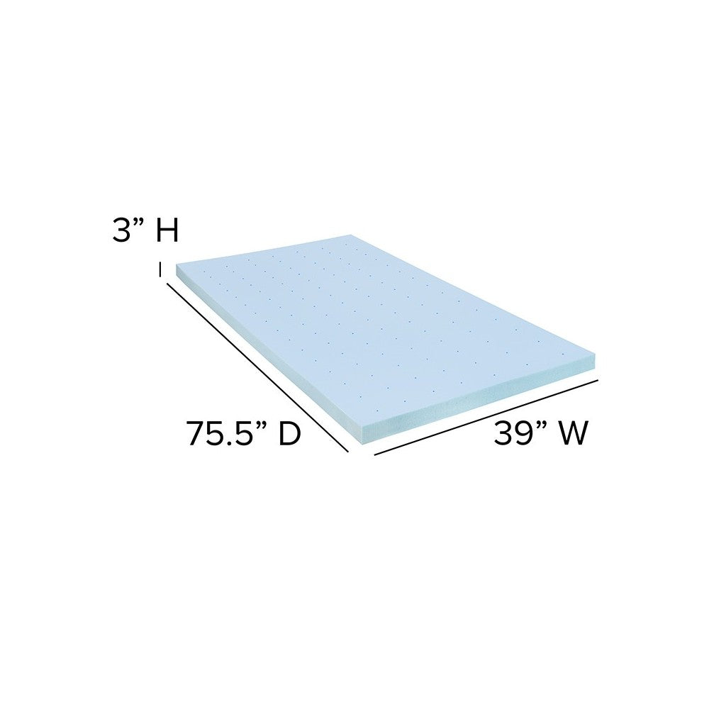 Capri Comfortable Sleep 3 inch Cool Gel Memory Foam Mattress Topper - Twin