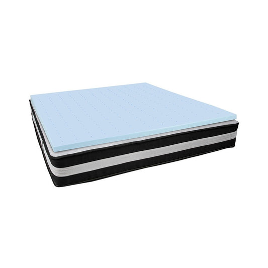 Capri Comfortable Sleep King 12 Inch CertiPUR-US Certified Foam Pocket Spring Mattress & 2 inch Gel Memory Foam Topper Bundle