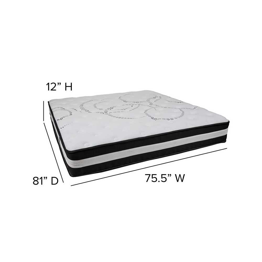 Capri Comfortable Sleep King 12 Inch CertiPUR-US Certified Foam Pocket Spring Mattress & 2 inch Gel Memory Foam Topper Bundle