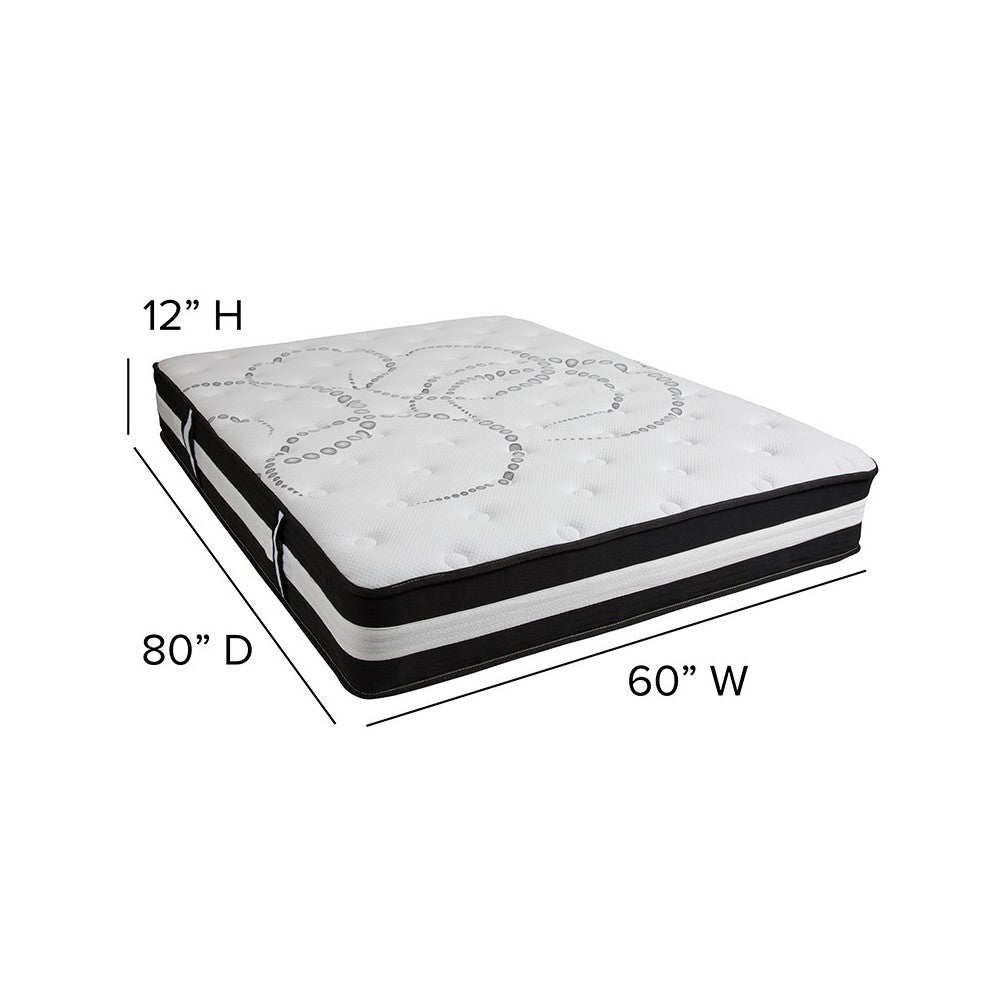 Capri Comfortable Sleep Queen 12 Inch CertiPUR-US Certified Foam Pocket Spring Mattress & 3 inch Gel Memory Foam Topper Bundle