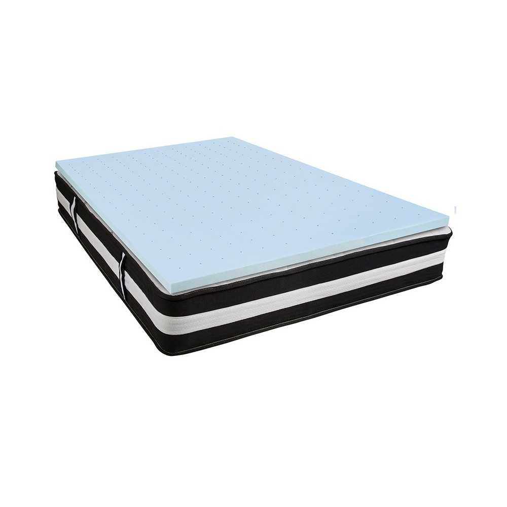 Capri Comfortable Sleep Queen 12 Inch CertiPUR-US Certified Foam Pocket Spring Mattress & 3 inch Gel Memory Foam Topper Bundle