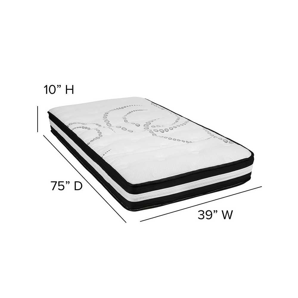Capri Comfortable Sleep Twin 10 Inch CertiPUR-US Certified Foam Pocket Spring Mattress & 2 inch Gel Memory Foam Topper Bundle