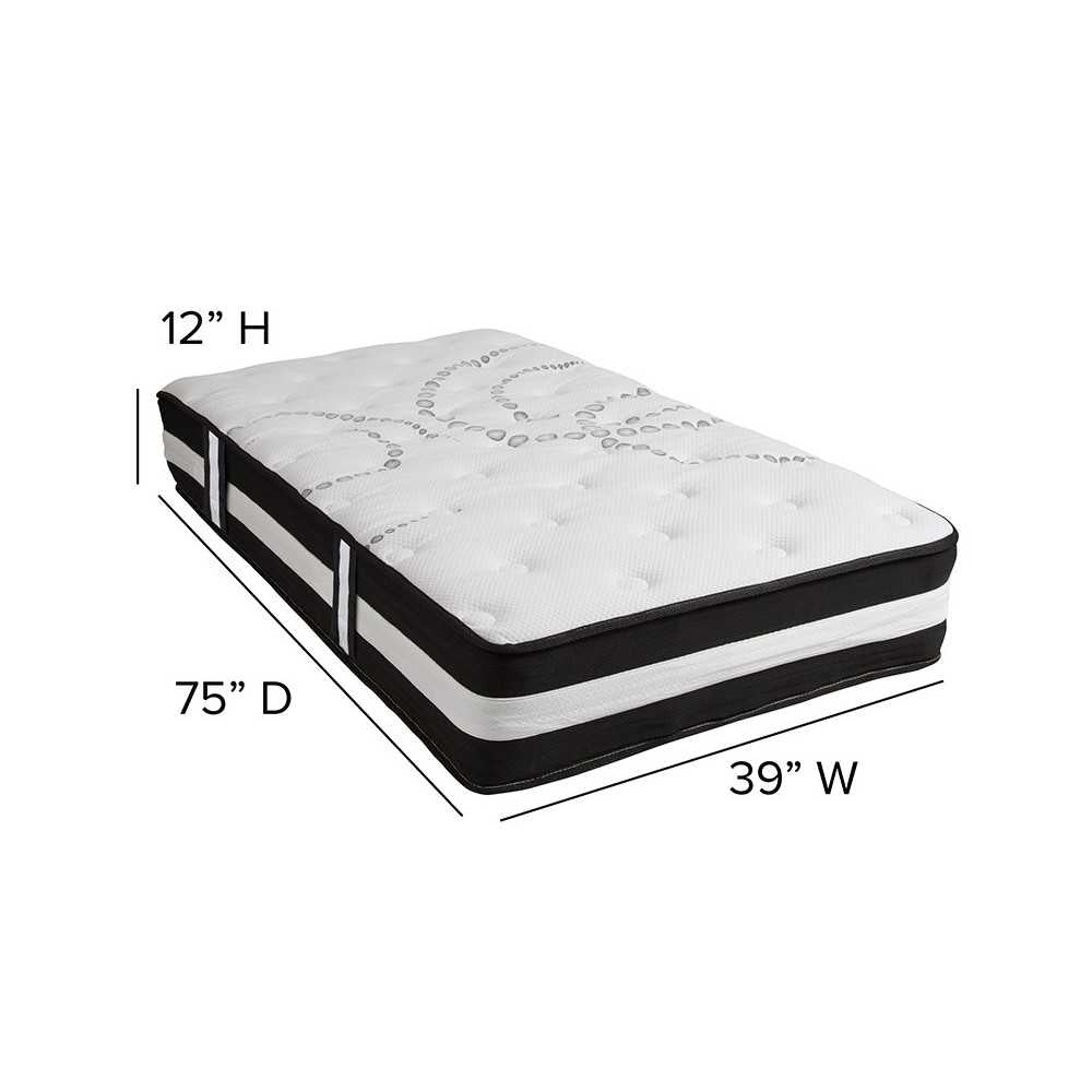 Capri Comfortable Sleep Twin 12 Inch CertiPUR-US Certified Foam Pocket Spring Mattress & 2 inch Gel Memory Foam Topper Bundle