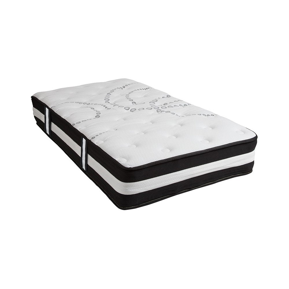 Capri Comfortable Sleep Twin 12 Inch CertiPUR-US Certified Foam Pocket Spring Mattress & 2 inch Gel Memory Foam Topper Bundle