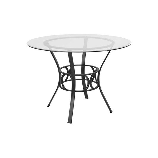 Carlisle 42'' Round Glass Dining Table with Black Metal Frame