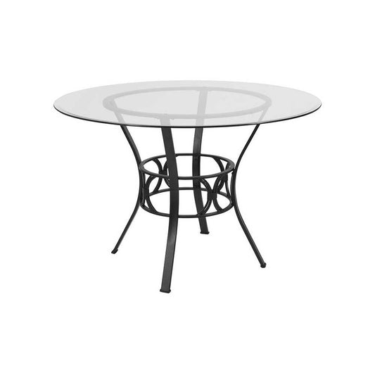 Carlisle 45'' Round Glass Dining Table with Black Metal Frame