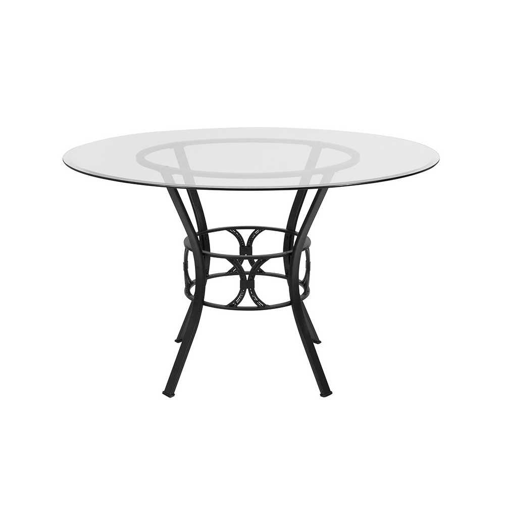 Carlisle 48'' Round Glass Dining Table with Black Metal Frame