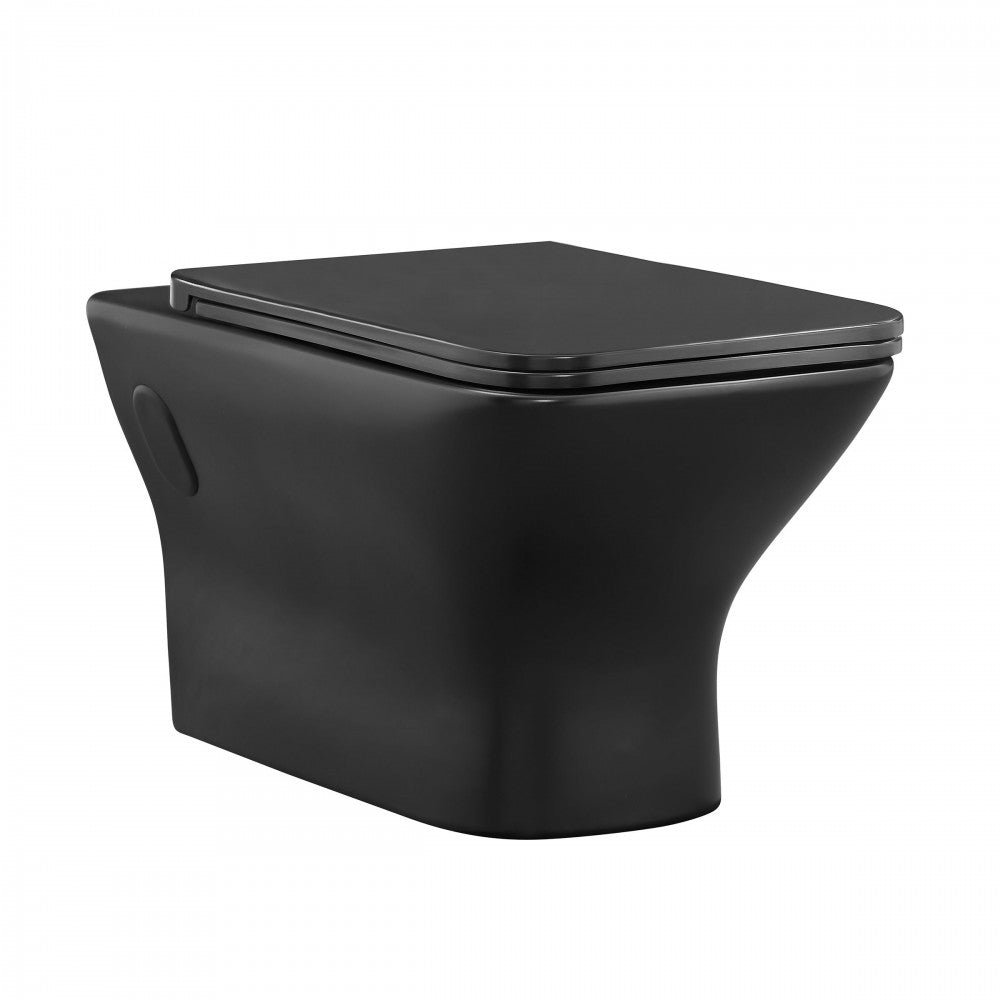 Carre Wall-Hung Elongated Toilet Bowl in Matte Black