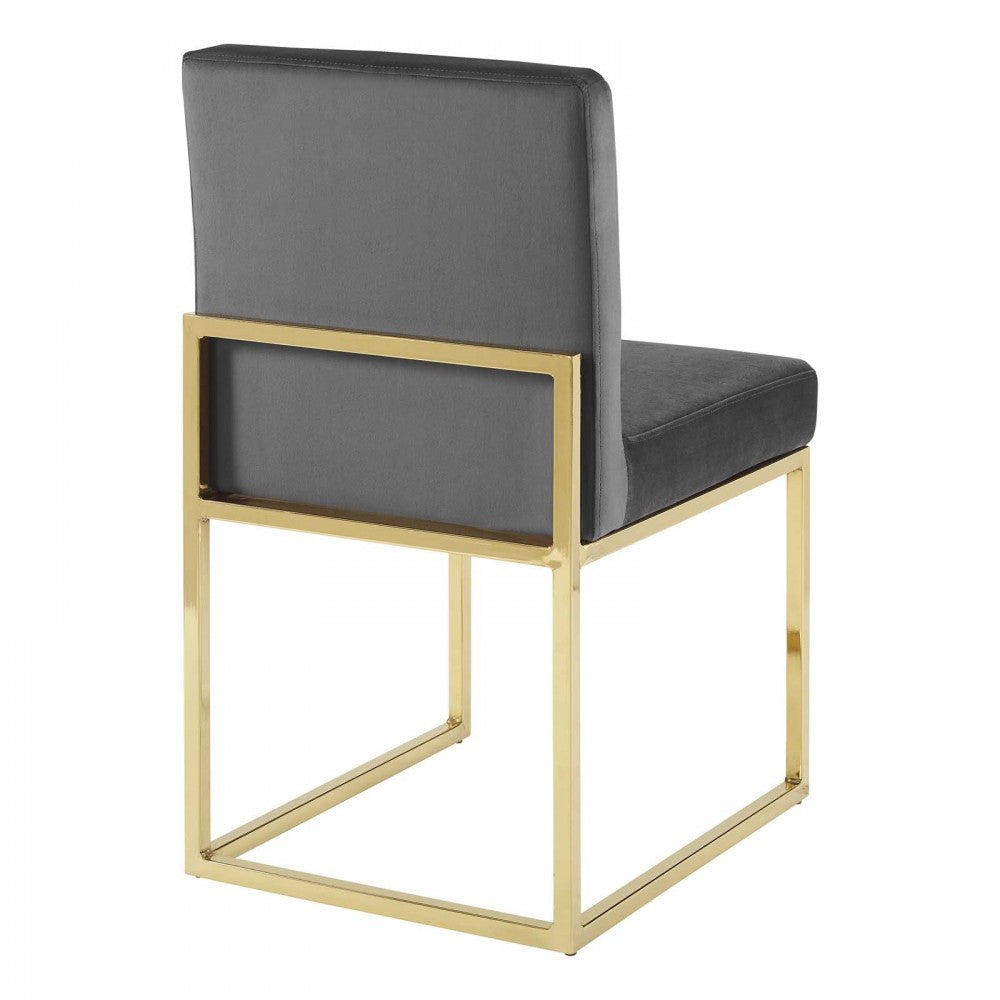 Carriage Channel Tufted Sled Base Performance Velvet Dining Chair, Gold Charcoal
