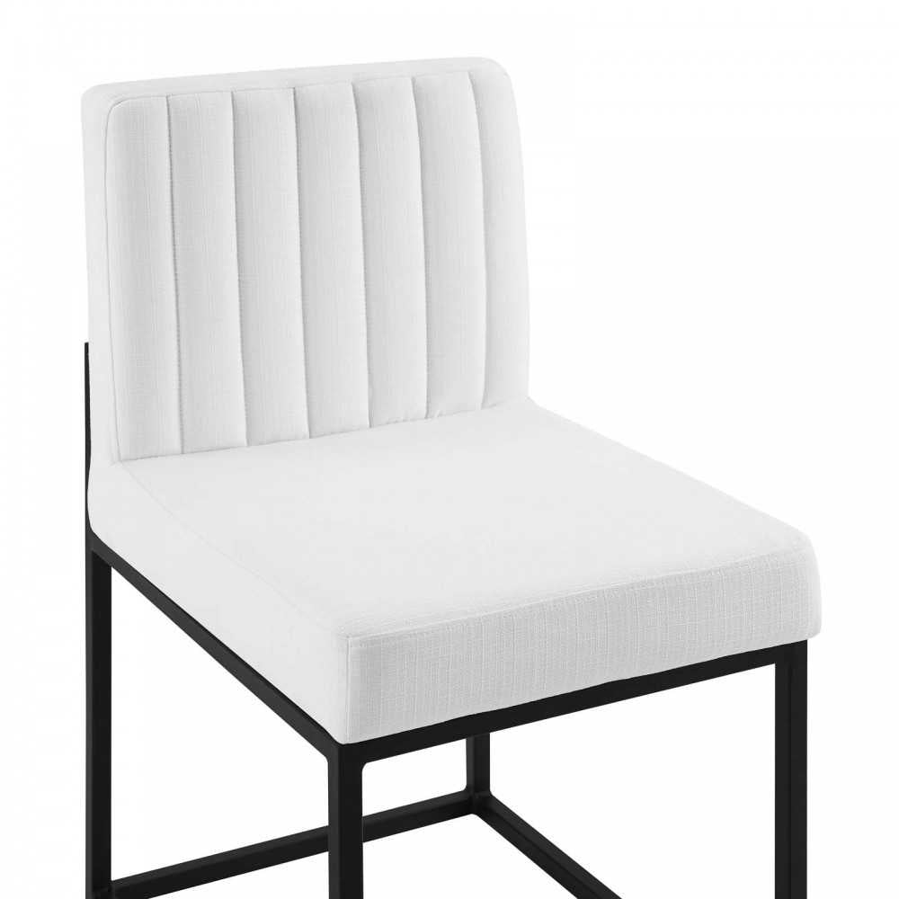Carriage Channel Tufted Sled Base Upholstered Fabric Dining Chair, Black White