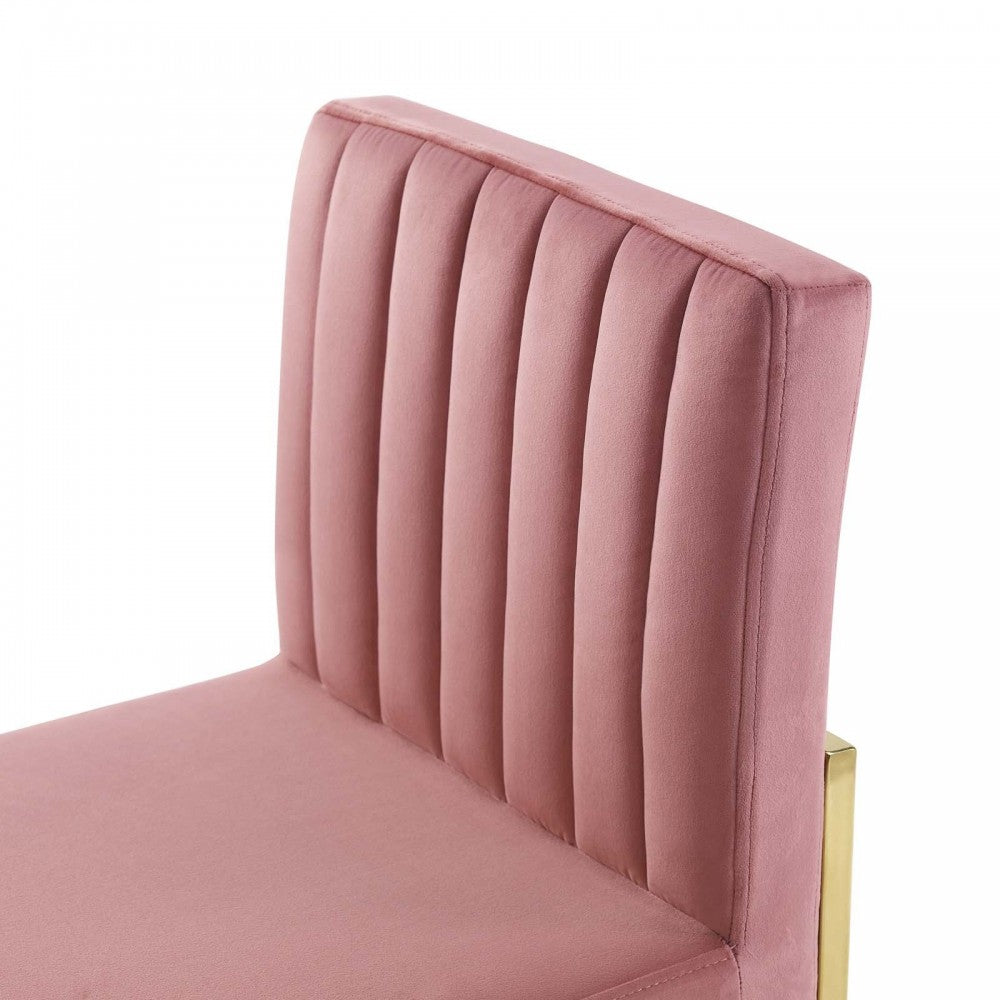 Carriage Dining Chair Performance Velvet Set of 2, Gold Dusty Rose