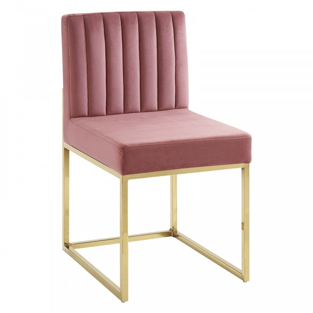 Carriage Dining Chair Performance Velvet Set of 2, Gold Dusty Rose