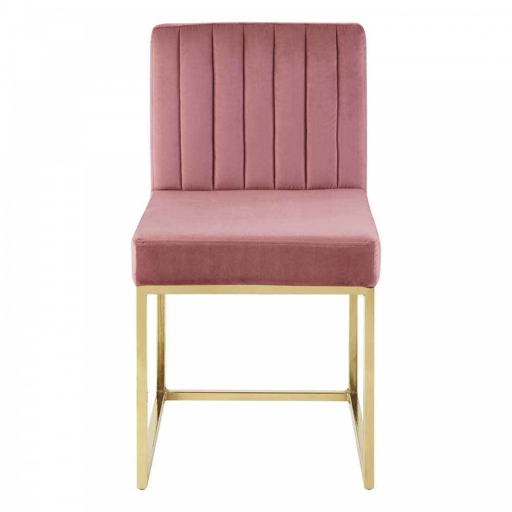 Carriage Dining Chair Performance Velvet Set of 2, Gold Dusty Rose