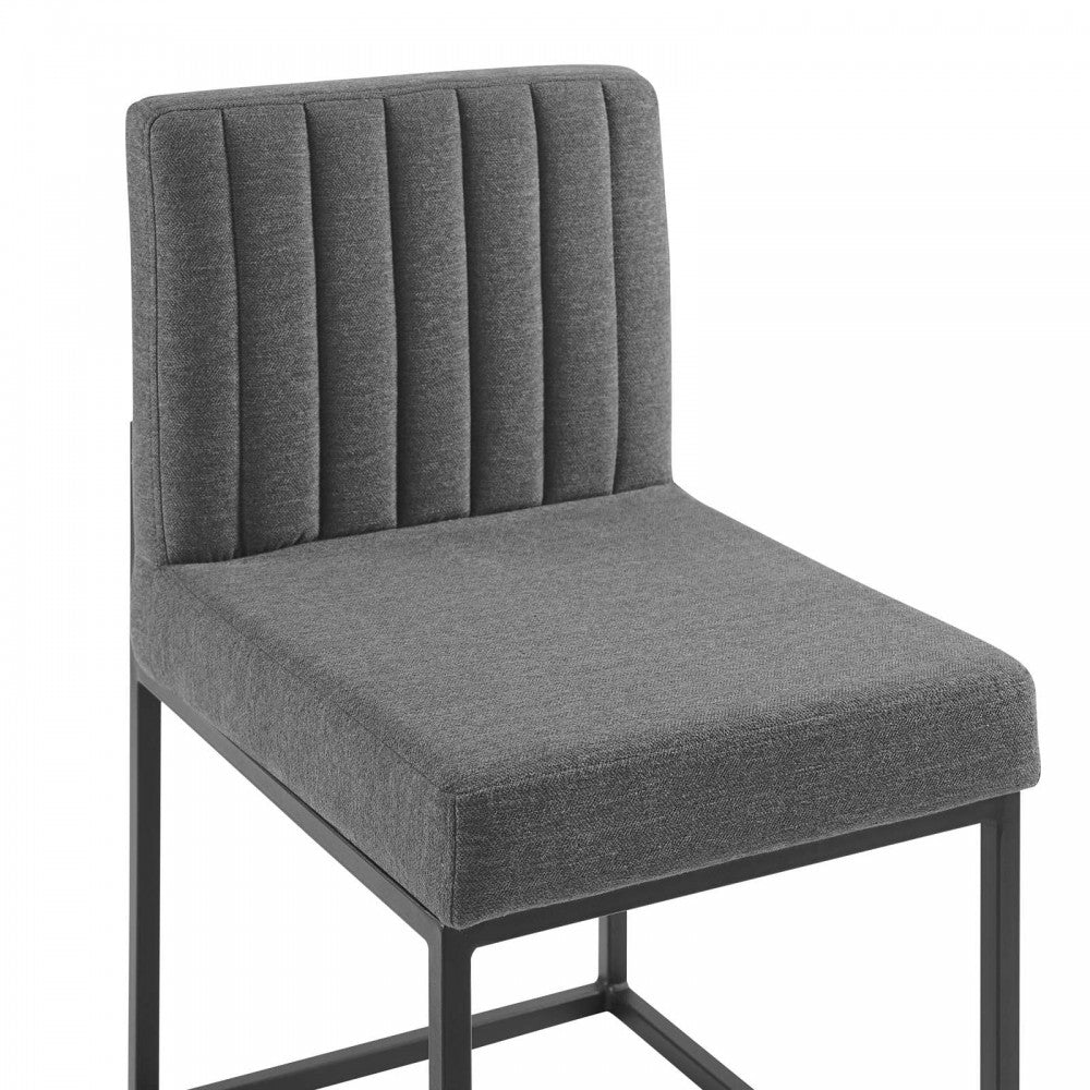 Carriage Dining Chair Upholstered Fabric Set of 2, Black Charcoal
