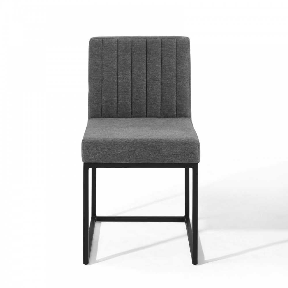 Carriage Dining Chair Upholstered Fabric Set of 2, Black Charcoal