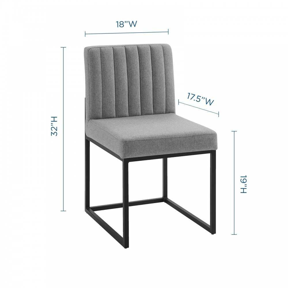 Carriage Dining Chair Upholstered Fabric Set of 2, Black Light Gray
