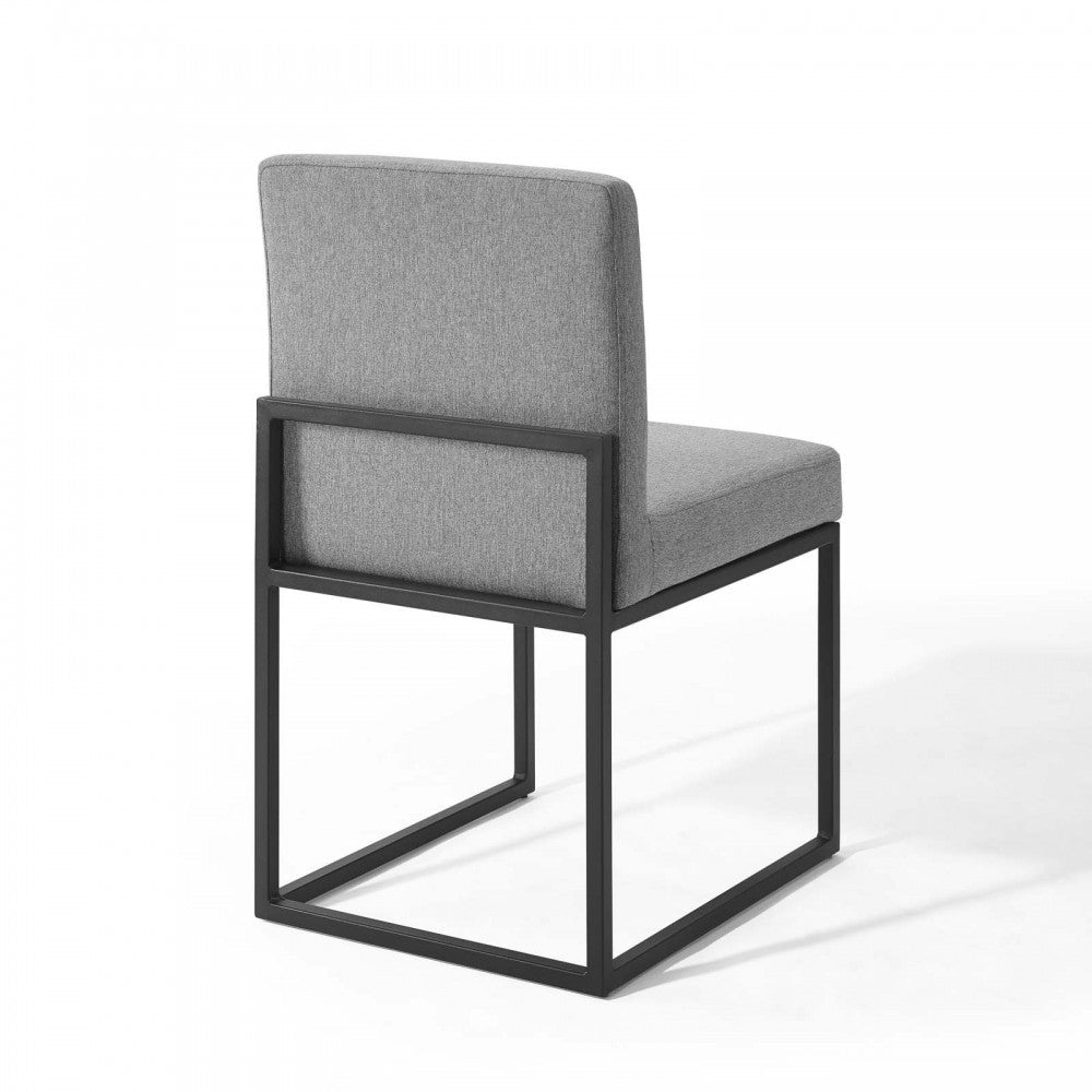 Carriage Dining Chair Upholstered Fabric Set of 2, Black Light Gray