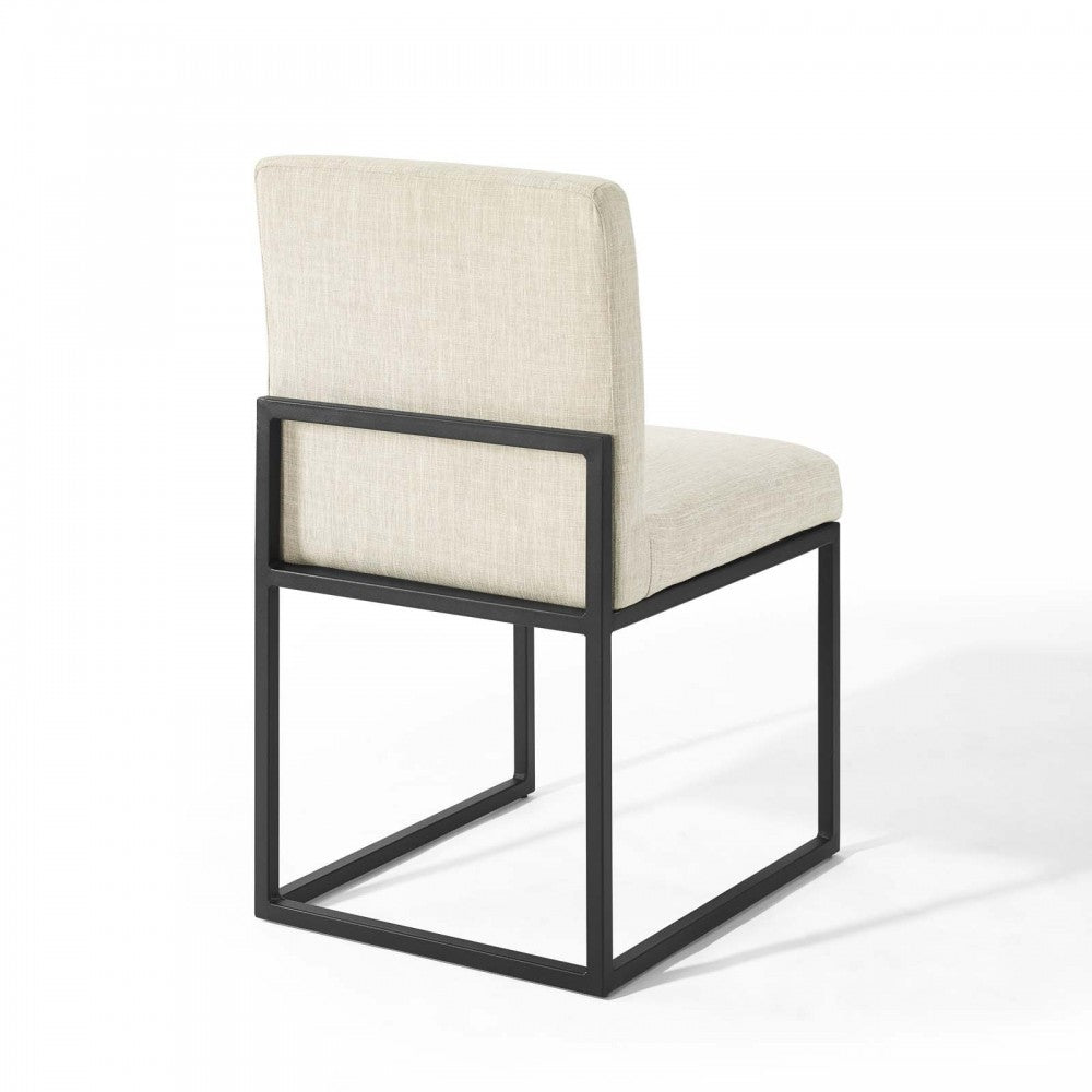 Carriage Dining Chair Upholstered Fabric Set of 2, Black Beige