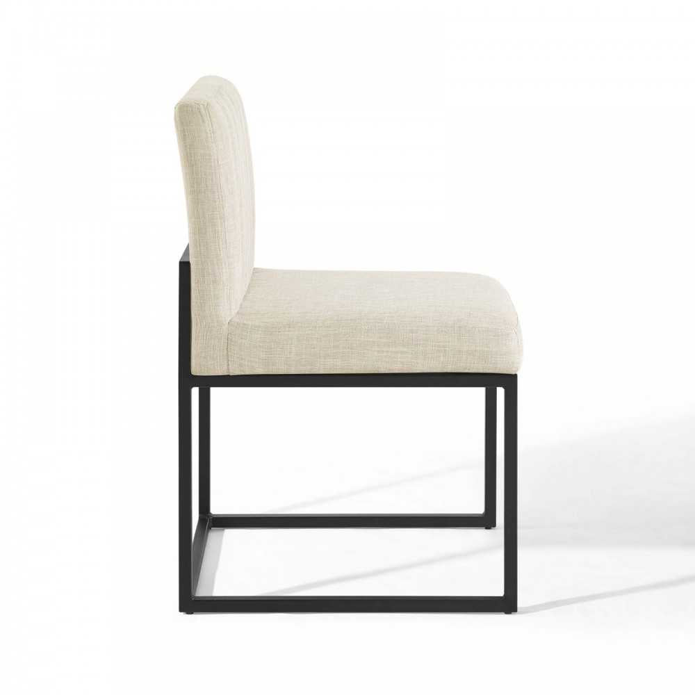 Carriage Dining Chair Upholstered Fabric Set of 2, Black Beige