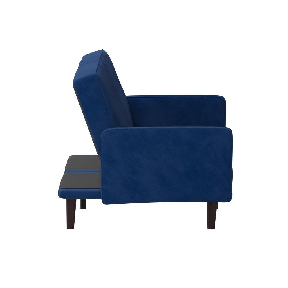 Carter Premium Tufted Split Back Navy Velvet Futon Sofa