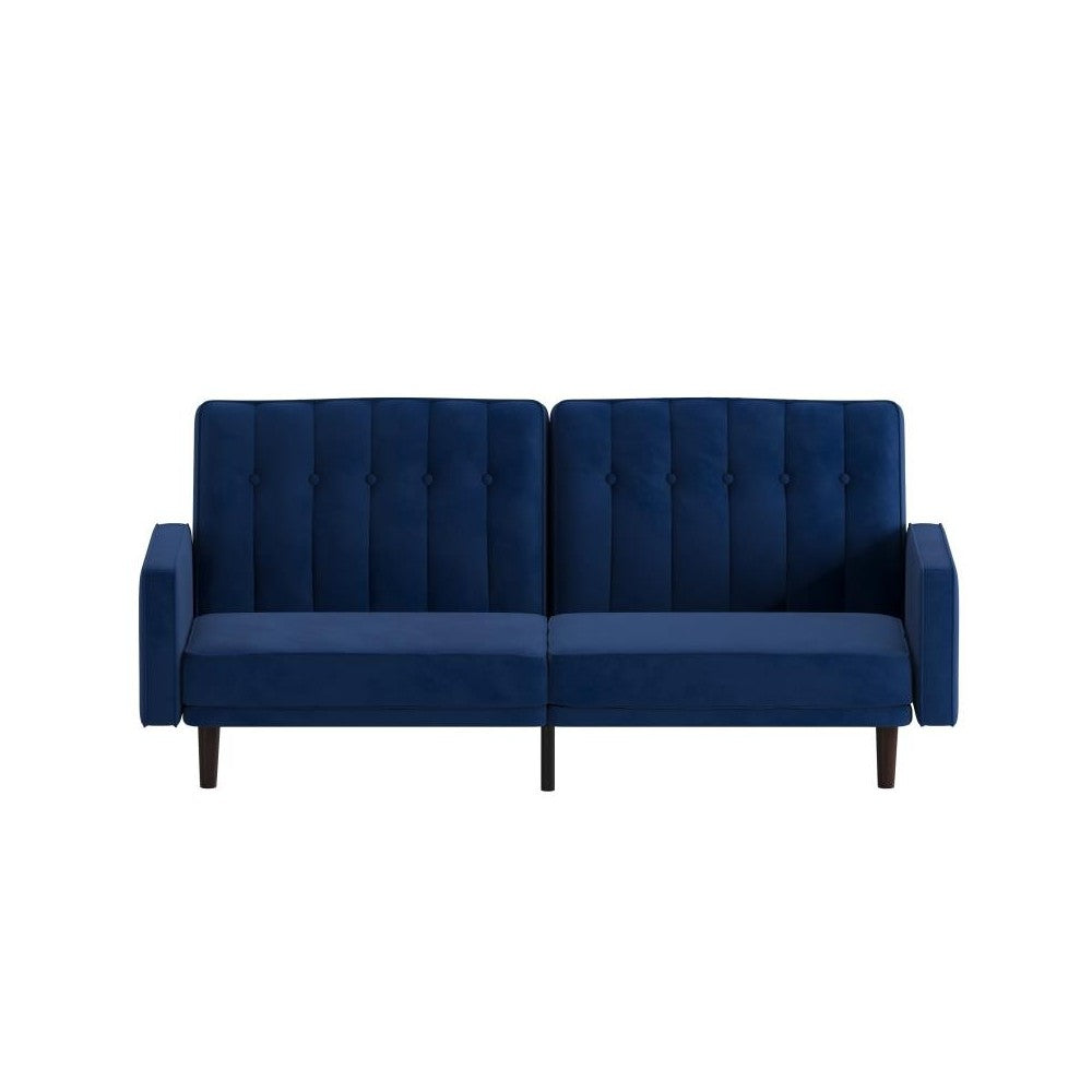 Carter Premium Tufted Split Back Navy Velvet Futon Sofa