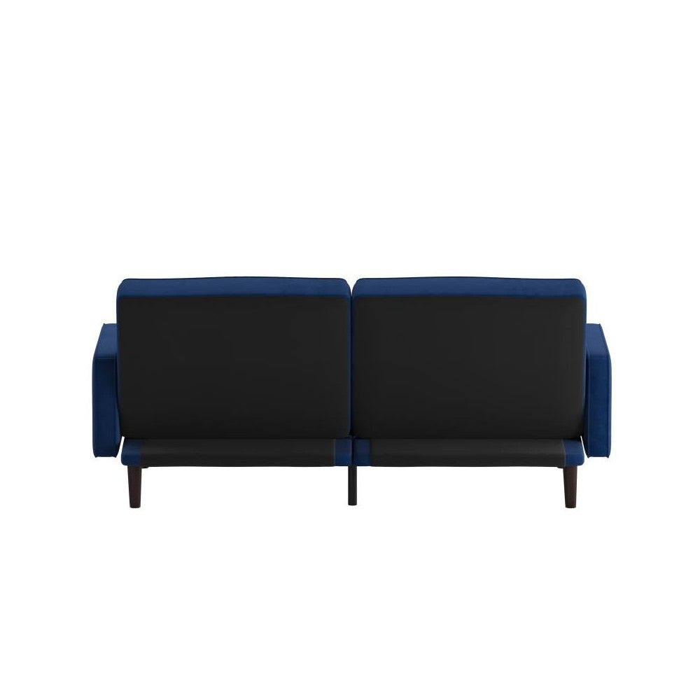 Carter Premium Tufted Split Back Navy Velvet Futon Sofa