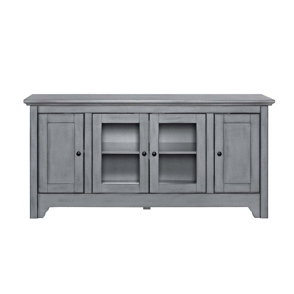 Carver 52" Transitional Wood Glass TV Stand - Antique Gray