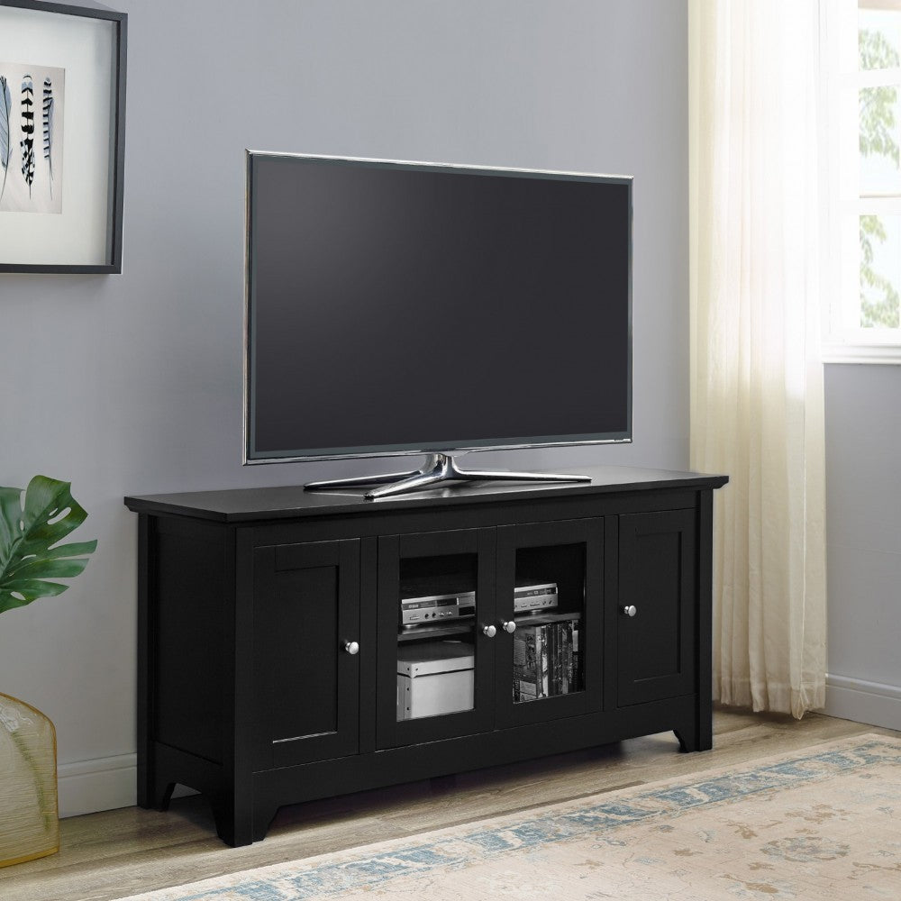 Carver 52" Transitional Wood Glass TV Stand - Black