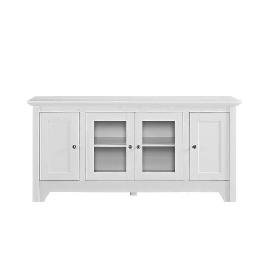 Carver 52" Transitional Wood Glass TV Stand - White