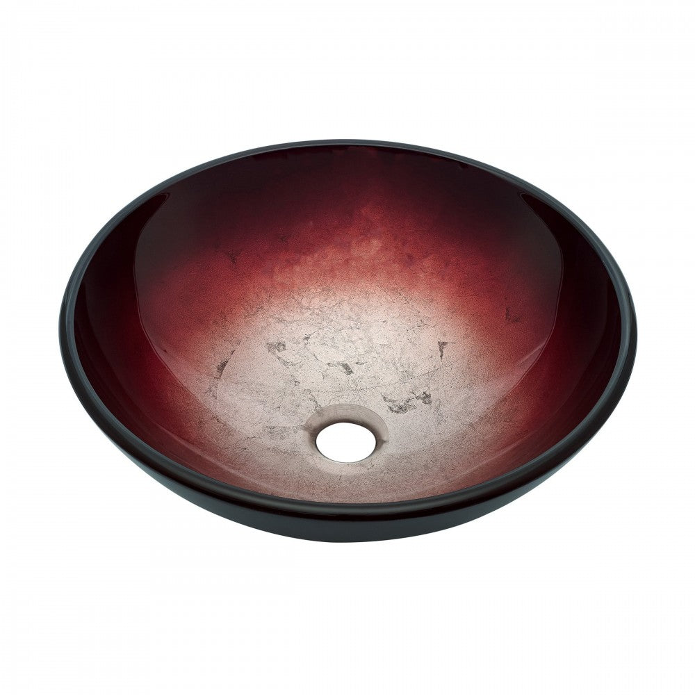 Cascade 16.5 Glass Vessel Sink with Faucet, Ember Red