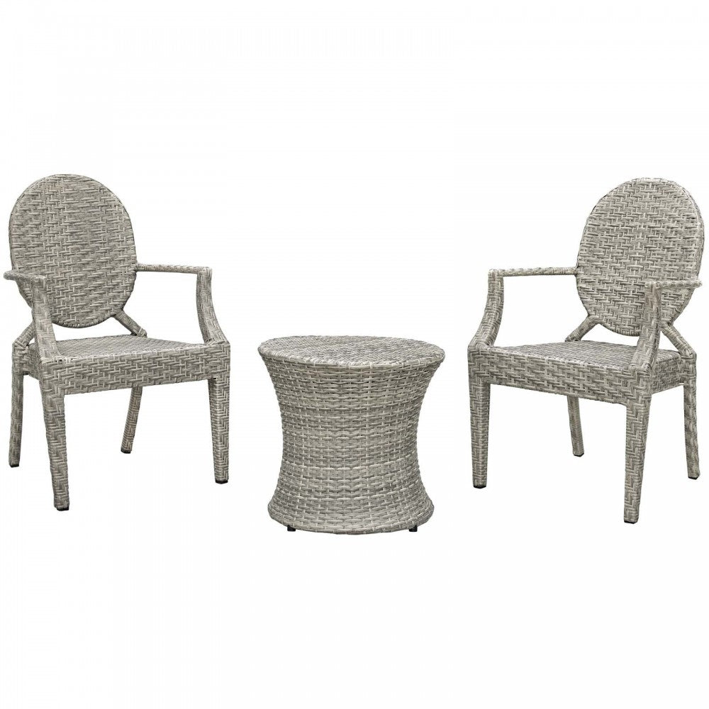 Casper 3 Piece Outdoor Patio Set, Light Gray