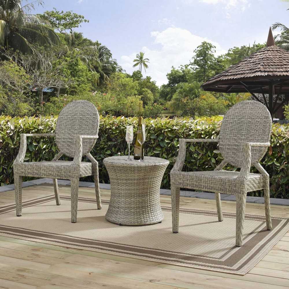 Casper 3 Piece Outdoor Patio Set, Light Gray