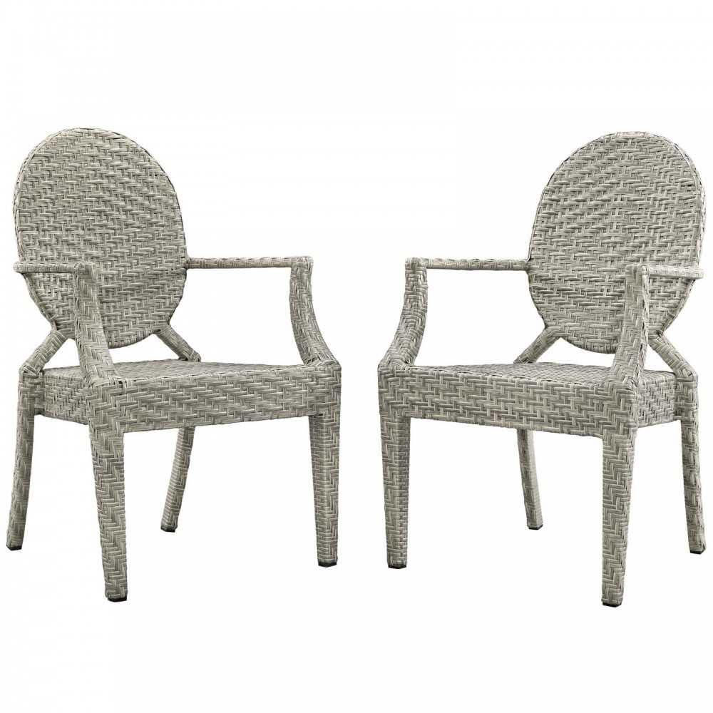 Casper Outdoor Patio Dining Armchair Set of 2, Light Gray