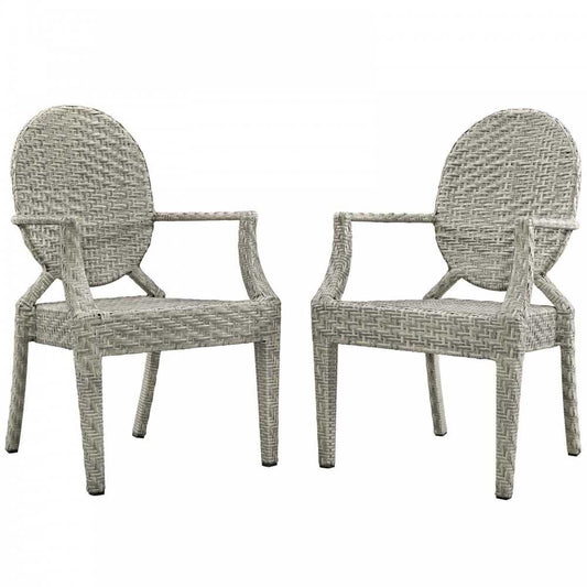 Casper Outdoor Patio Dining Armchair Set of 2, Light Gray