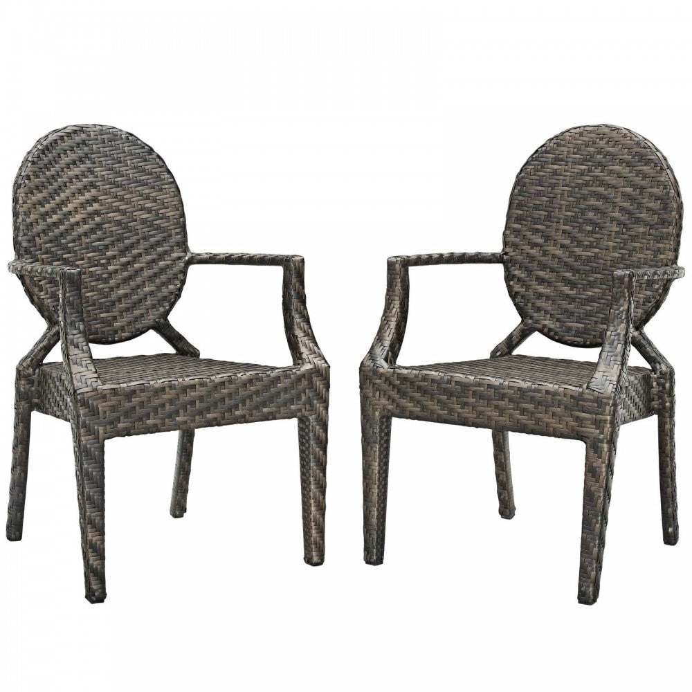 Casper Outdoor Patio Dining Armchair Set of 2, Brown
