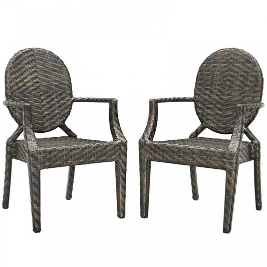 Casper Outdoor Patio Dining Armchair Set of 2, Brown